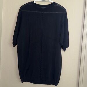 Domani Platinum Black Knit Short Sleeve Top